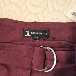 Jules & Leopold Burgundy Belted Pants